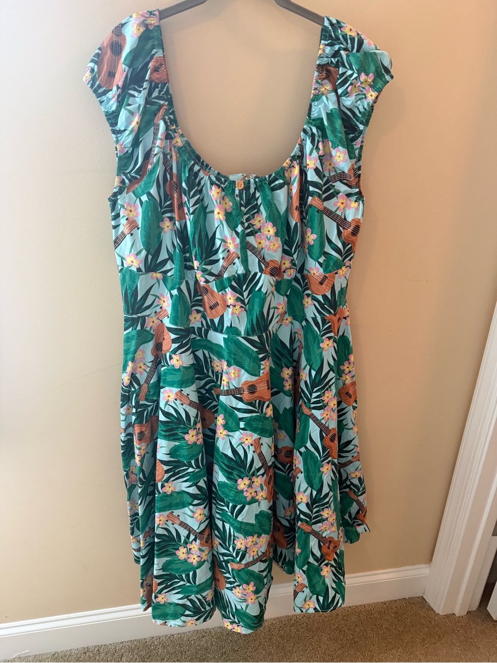 Hell Bunny Midi Swing Dress ukulele Hawaiian novelty Unique Vintage size 2X